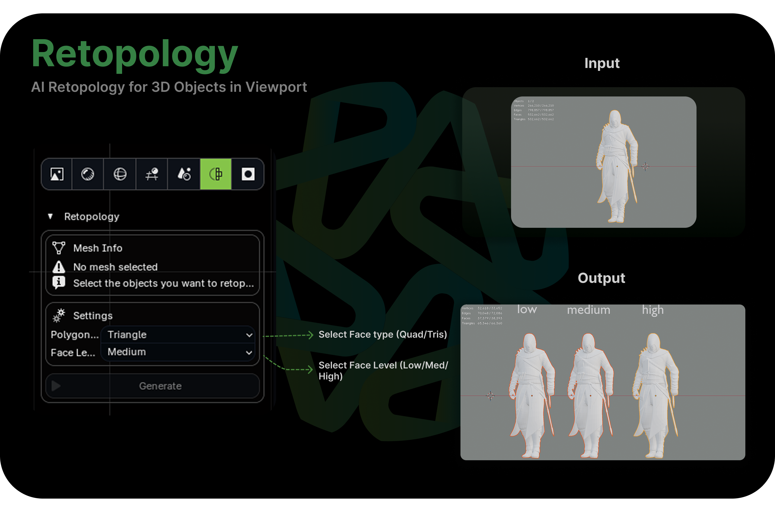 Retopology interface